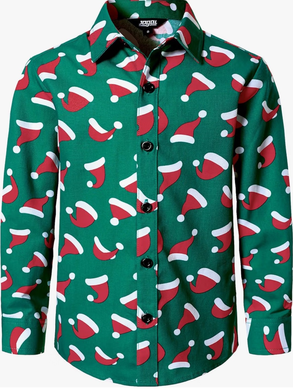 JOGAL Boys Christmas Shirt Long Sleeve Button Down Shirt for Kids Size 16